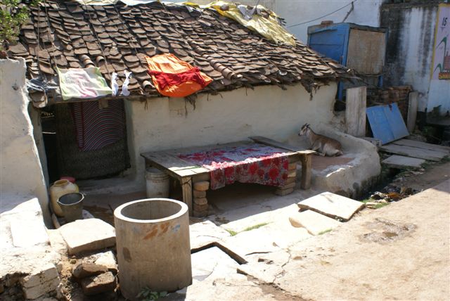 Eén van de huizen in Oud-Khajuraho